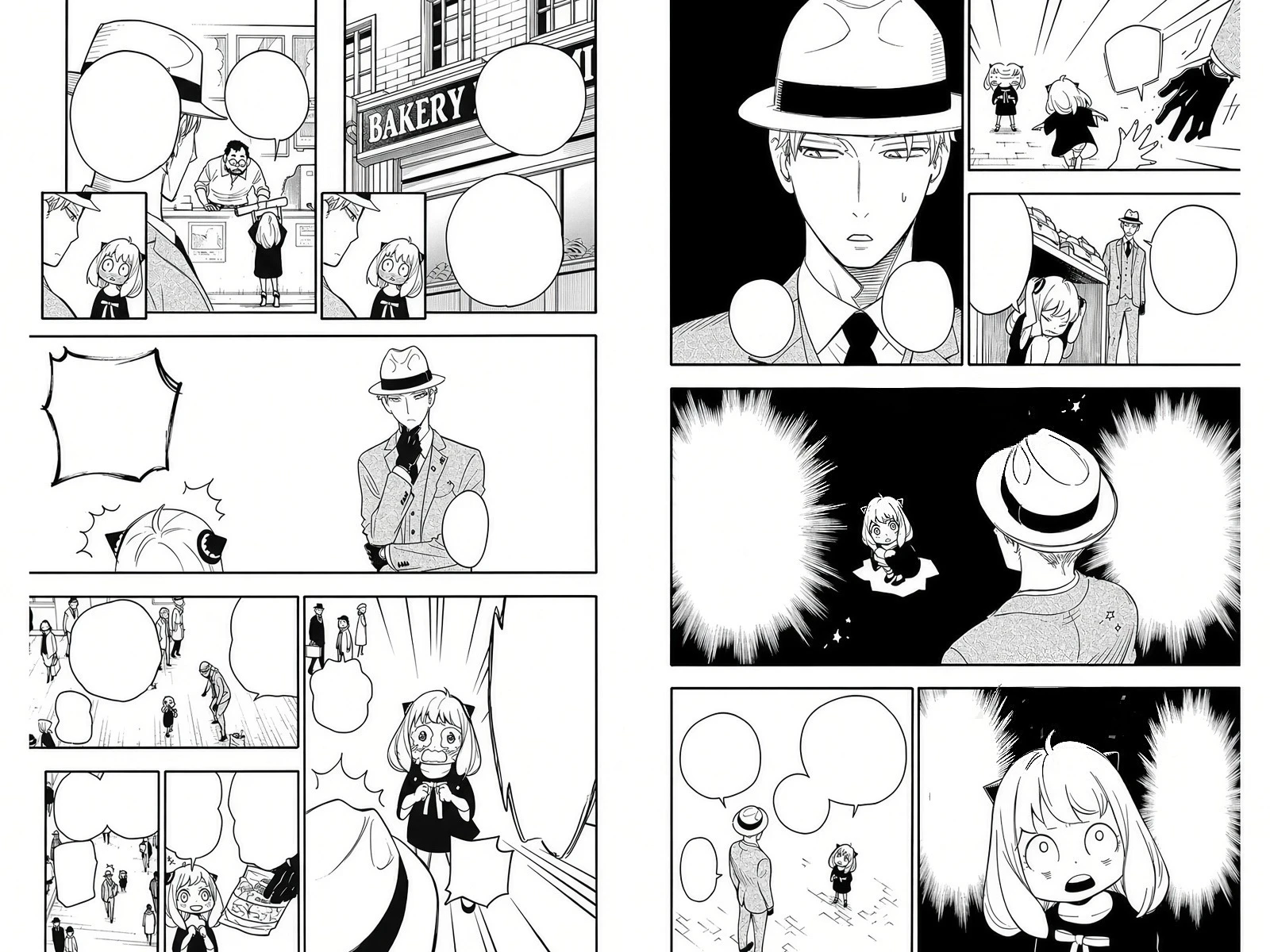After: the same manga page with all text removed and speech bubbles kept clean